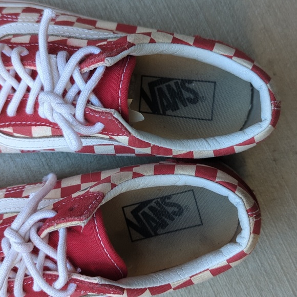 VANS Off the Wall Old Skool Checkered‎ Suede Canvas Mens Red Sneakers 6.5 - Picture 4 of 8